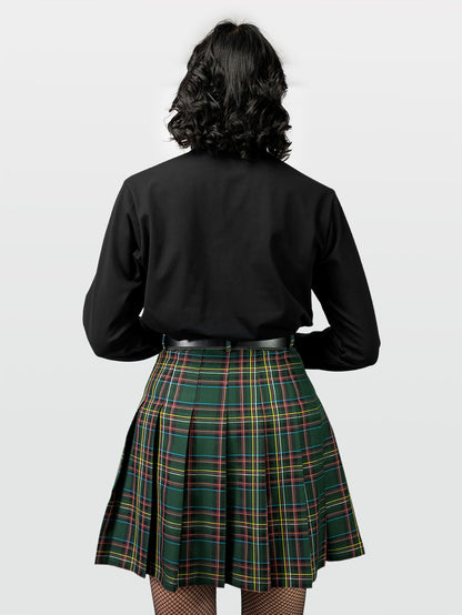 TALL Tennis skirt w zieloną kratę ze szlufkami