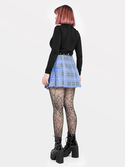 Tennis skirt w fioletową kratę ze szlufkami