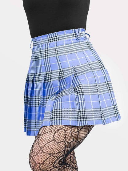 Tennis skirt w fioletową kratę ze szlufkami