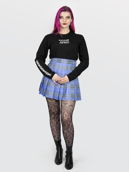 Tennis skirt w fioletową kratę ze szlufkami